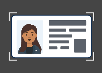 Le recto de la pièce d’identité doit être cadré au centre sur un arrière plan foncé.