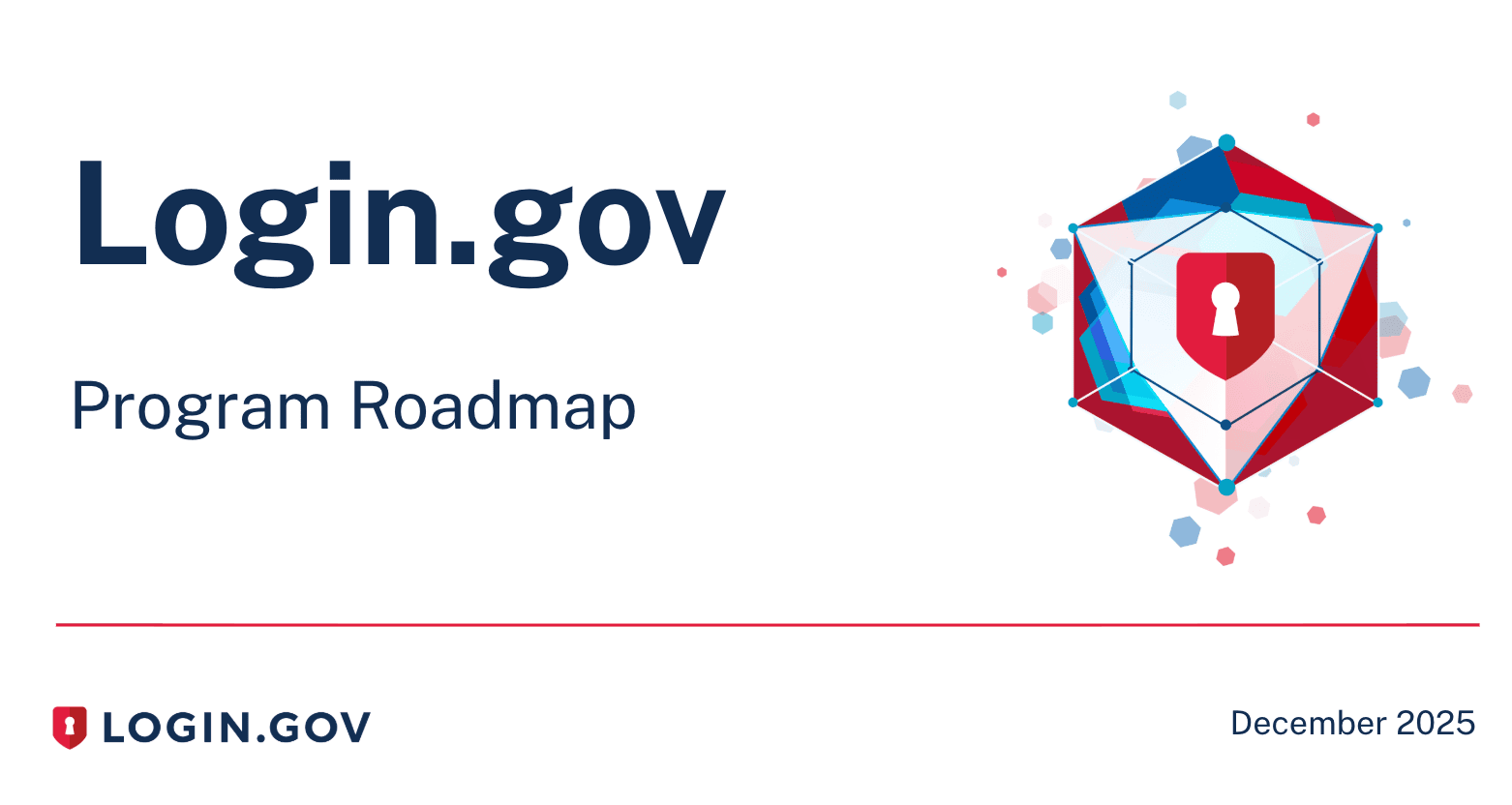 blue text on white background with Login.gov program logo, stating December 2025 roadmap update